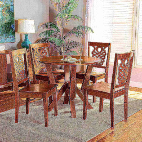 Baxton Studio Valda Modern and Contemporary Transitional Walnut Brown Finished Wood 5-Piece Dining Set - 178-11383-10899-ZORO