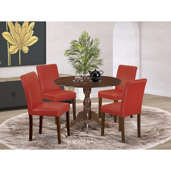 East West Furniture 5 Piece Dublin Dining Table Set - Mahogany - DMAB5-MAH-72
