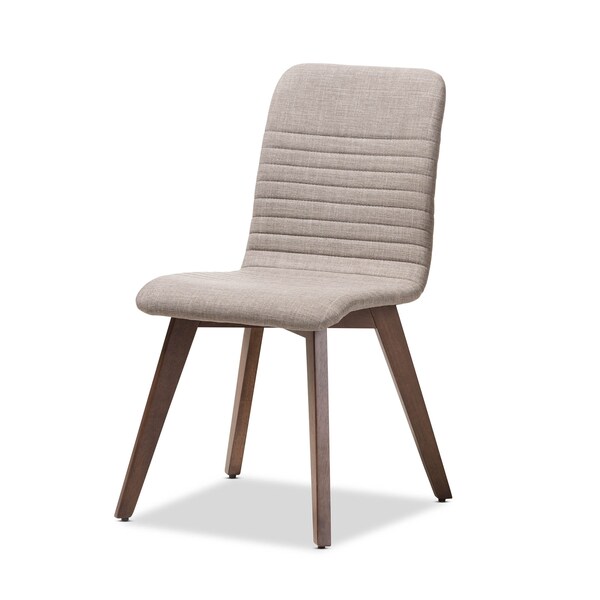 Baxton Studio Sugar Light Grey Upholstered Walnut Wood Finished 5-Piece Dining Set - 144-6795-7946