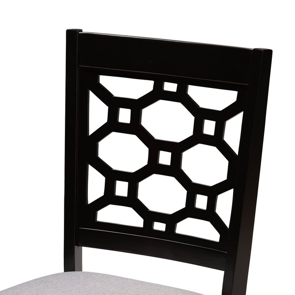 Baxton Studio Henry Grey Upholstered and Dark Brown Finished Wood 5-Piece Dining Set - 171-10949-8026
