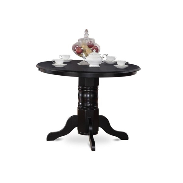 East West Furniture Shelton Round Kitchen Table 42 in. Diameter With Pedestal - SHT-BLK-TP