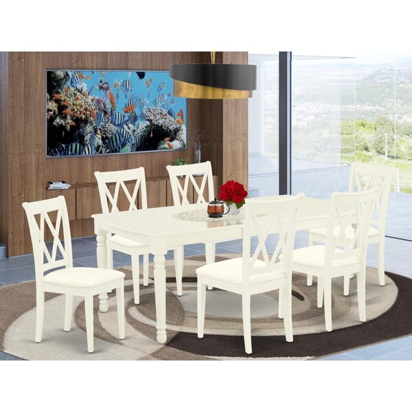 East West Furniture 7 Piece Dover Dinette Set - Linen White - DOCL7-LWH-C