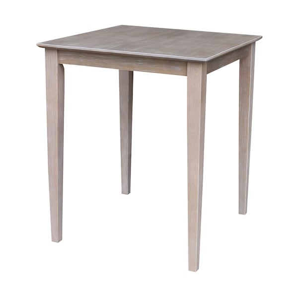 International Concepts Square Solid Wood Top Table, Counter Height, Washed Gray Taupe, 30 in W, 30 in L, 36 in H, Wood - K09-3030-36S