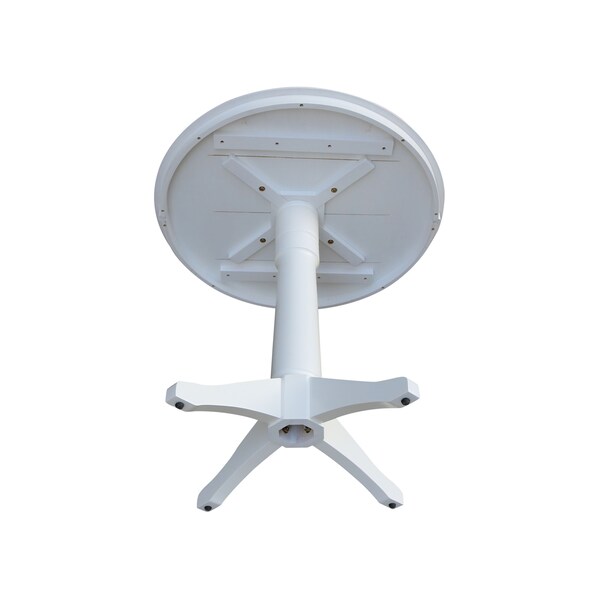 International Concepts Round 36 in Round Top Pedestal Table, 34.9 inH, White, 36 in W, 36 in L, 35.9 in H, Wood, White - K08-36RT-27B-6B