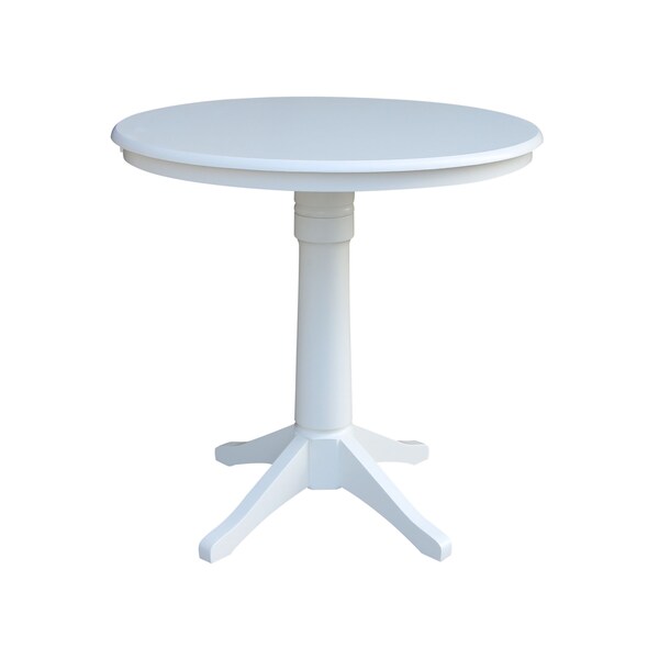International Concepts Round 36 in Round Top Pedestal Table, 34.9 inH, White, 36 in W, 36 in L, 35.9 in H, Wood, White - K08-36RT-27B-6B