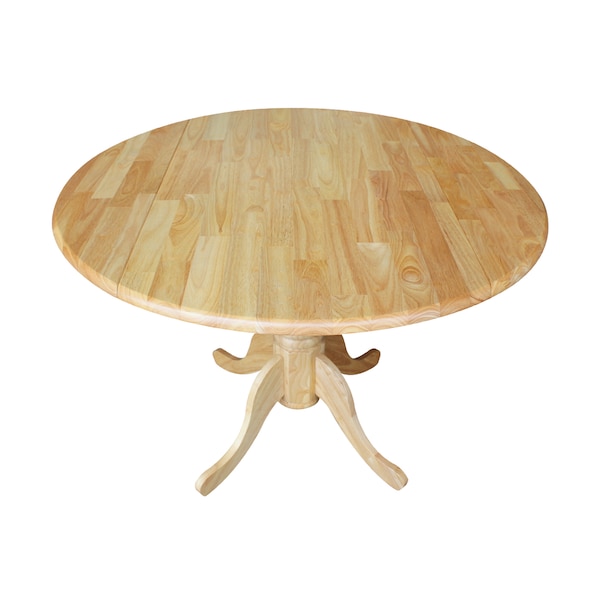 International Concepts Round 42 in Round Dual Drop Leaf Pedestal Table, Natural, 42 in W, 42 in L, 29.5 in H, Wood - T01-42DP