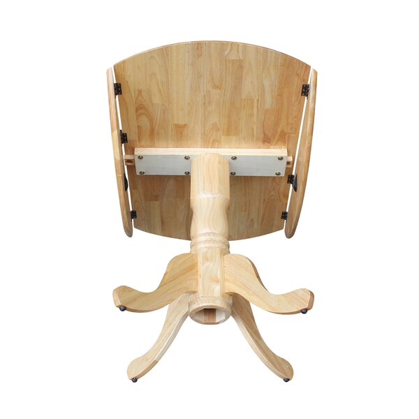 International Concepts Round 42 in Round Dual Drop Leaf Pedestal Table, Natural, 42 in W, 42 in L, 29.5 in H, Wood - T01-42DP
