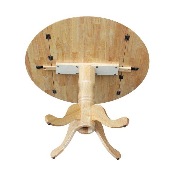 International Concepts Round 42 in Round Dual Drop Leaf Pedestal Table, Natural, 42 in W, 42 in L, 29.5 in H, Wood - T01-42DP