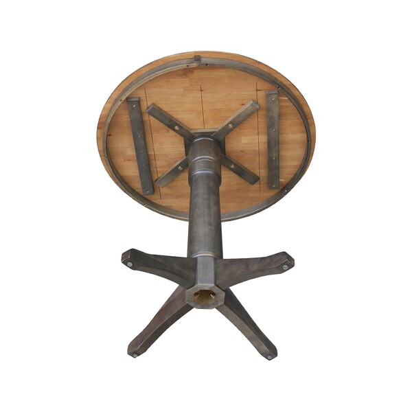International Concepts Round 36 in Round Top Pedestal Table, 34.9 inH, Hickory/Washed Coal, 36 in W, 36 in L, 35.9 in H - K45-36RT-27B-6B