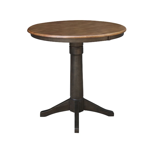 International Concepts Round 36 in Round Top Pedestal Table, 34.9 inH, Hickory/Washed Coal, 36 in W, 36 in L, 35.9 in H - K45-36RT-27B-6B