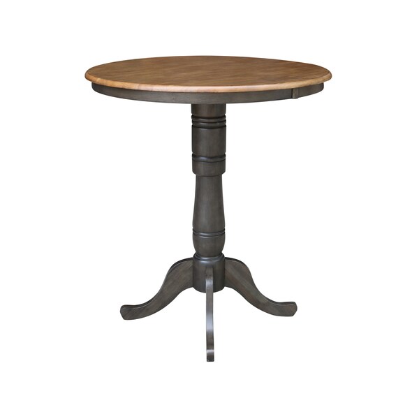 International Concepts Round 36 in Round Top Pedestal Table, 41.1 inH, Hickory/Washed Coal, 36 in W, 36 in L, 41.1 in H - K45-36RT-6B-2