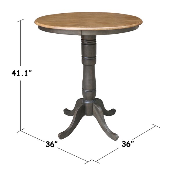 International Concepts Round 36 in Round Top Pedestal Table, 41.1 inH, Hickory/Washed Coal, 36 in W, 36 in L, 41.1 in H - K45-36RT-6B-2