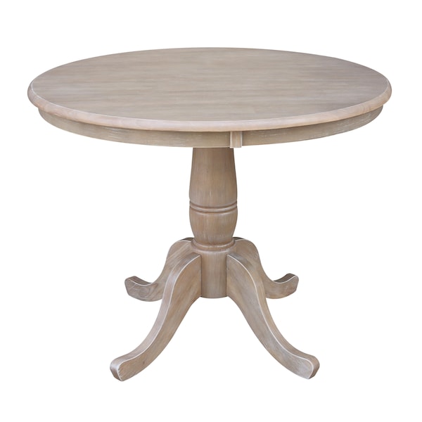 International Concepts Round 36 in Round Top Pedestal Table, 28.9 inH, Washed Gray Taupe, 36 in W, 36 in L, 29.1 in H - K09-36RT