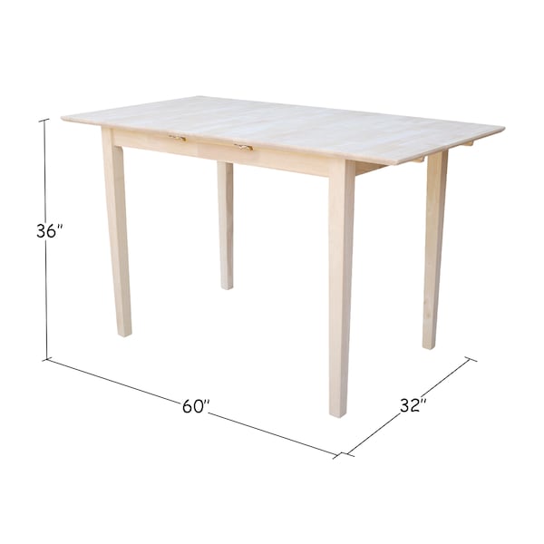 International Concepts Rectangle Table with Butterfly Extension, Unfinished, 32 in W, 48 in L, 36 in H, Wood, Unfinished - K-T32X-36S