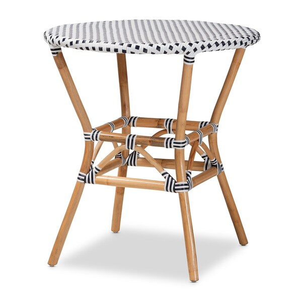 Baxton Studio Naila Classic French Black and White Plastic and Natural Brown Rattan 5-Piece Dining Set - 210-12697-12699