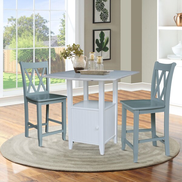 International Concepts Rectangle 20 in W, 38 in L, 36 in H, Wood, White/Chalk Antiqued - K128-3638-S86-202-2