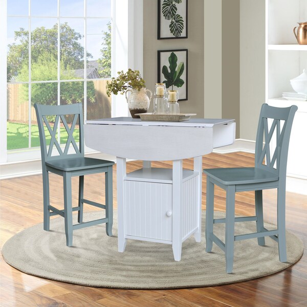 International Concepts Rectangle 20 in W, 38 in L, 36 in H, Wood, White/Chalk Antiqued - K128-3638-S86-202-2