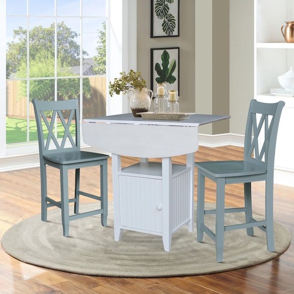 International Concepts Rectangle 20 in W, 38 in L, 36 in H, Wood, White/Chalk Antiqued - K128-3638-S86-202-2