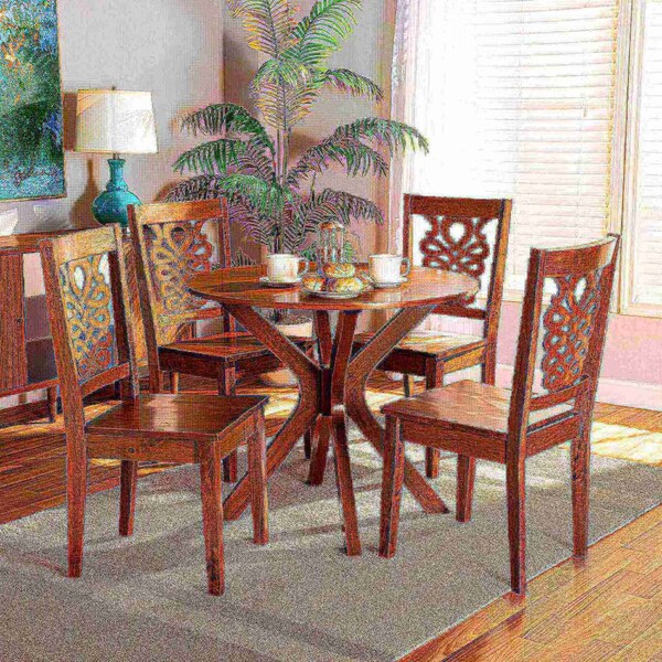 Baxton Studio Liese Modern and Contemporary Transitional Walnut Brown Finished Wood 5-Piece Dining Set - 178-11383-10891-ZORO