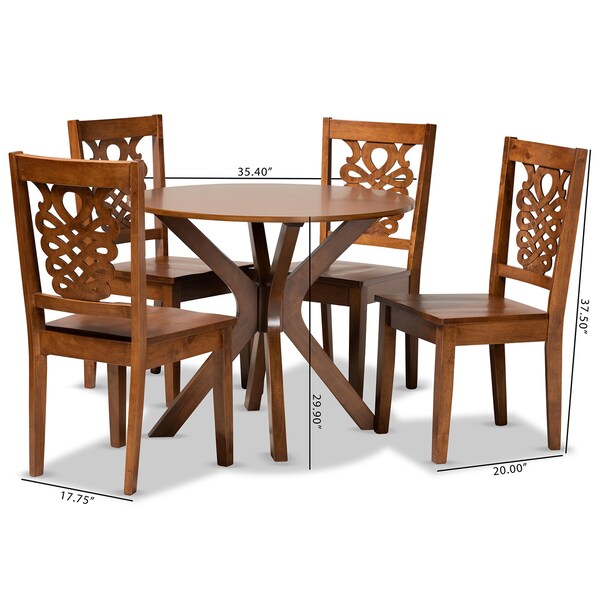 Baxton Studio Liese Modern and Contemporary Transitional Walnut Brown Finished Wood 5-Piece Dining Set - 178-11383-10891-ZORO