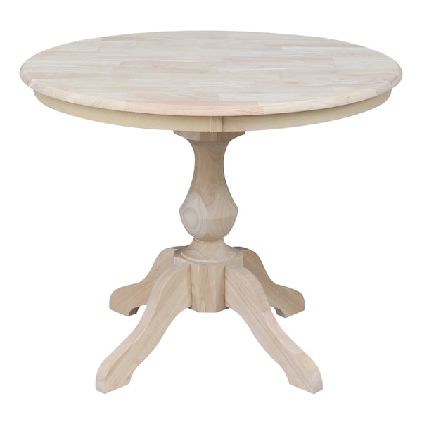 International Concepts Round 36 in Round Top Pedestal Table, 28.9 inH, Unfinished, 36 in W, 36 in L, 29.9 in H, Wood - K-36RT-11B