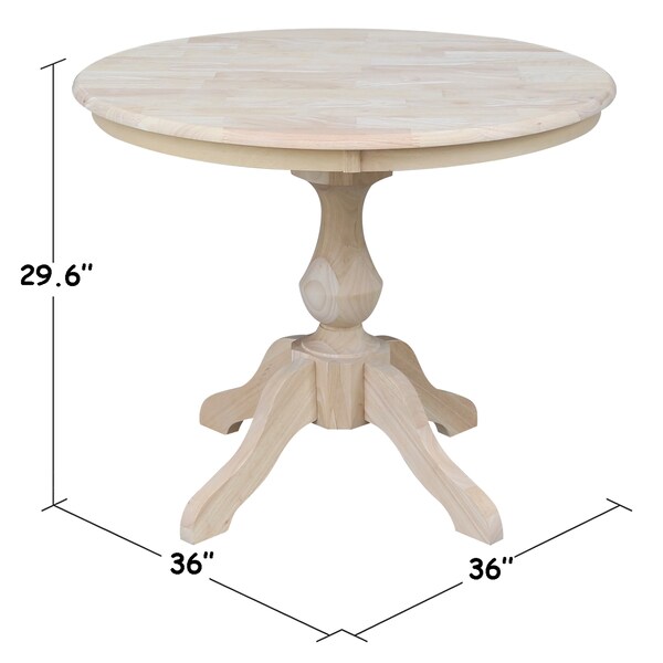 International Concepts Round 36 in Round Top Pedestal Table, 28.9 inH, Unfinished, 36 in W, 36 in L, 29.9 in H, Wood - K-36RT-11B