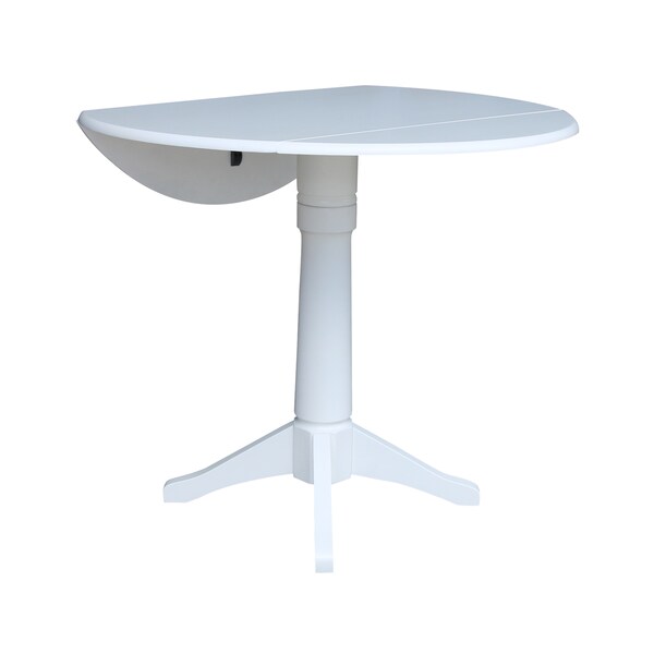 International Concepts Round 42, Round dual drop Leaf Pedestal Table, 30.3  inH, White, 42 in W, 42 in L, 30.3 in H, Wood - K08-42DPT-27B