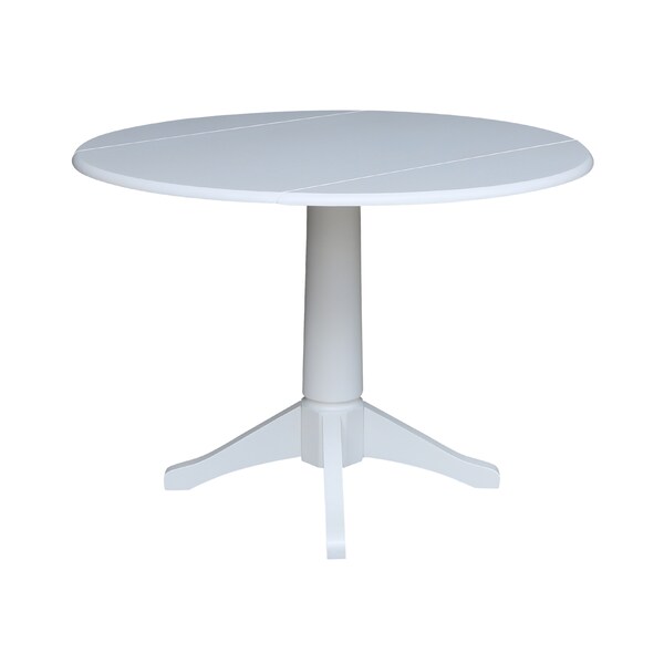 International Concepts Round 42, Round dual drop Leaf Pedestal Table, 30.3  inH, White, 42 in W, 42 in L, 30.3 in H, Wood - K08-42DPT-27B