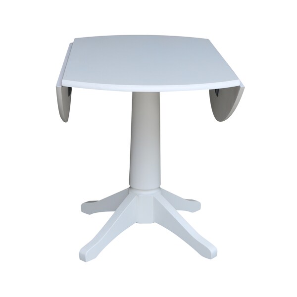 International Concepts Round 42, Round dual drop Leaf Pedestal Table, 30.3  inH, White, 42 in W, 42 in L, 30.3 in H, Wood - K08-42DPT-27B