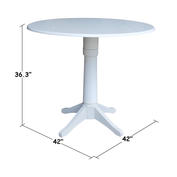 International Concepts Round 42, Round dual drop Leaf Pedestal Table, 30.3  inH, White, 42 in W, 42 in L, 30.3 in H, Wood - K08-42DPT-27B