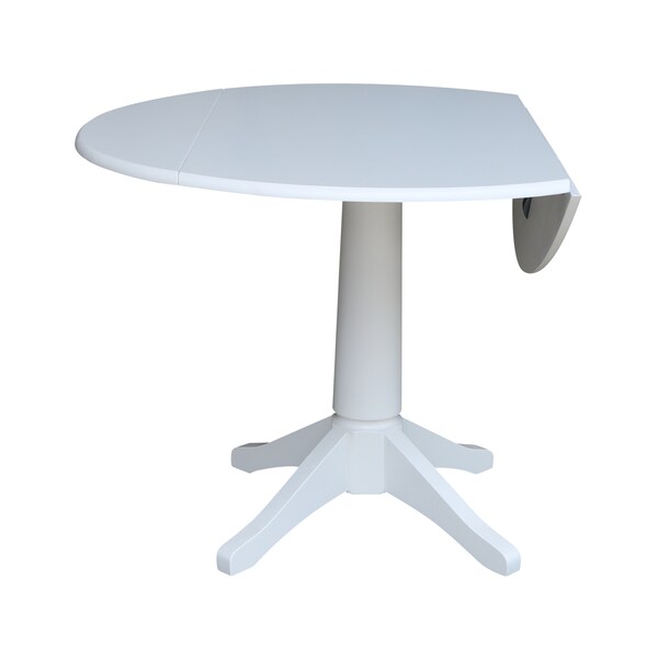 International Concepts Round 42, Round dual drop Leaf Pedestal Table, 30.3  inH, White, 42 in W, 42 in L, 30.3 in H, Wood - K08-42DPT-27B
