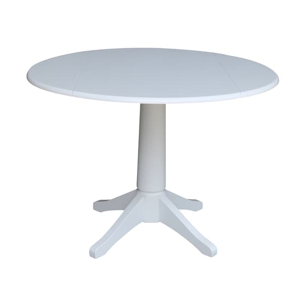 International Concepts Round 42, Round dual drop Leaf Pedestal Table, 30.3  inH, White, 42 in W, 42 in L, 30.3 in H, Wood - K08-42DPT-27B