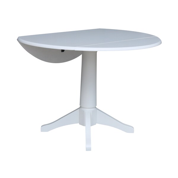 International Concepts Round 42, Round dual drop Leaf Pedestal Table, 30.3  inH, White, 42 in W, 42 in L, 30.3 in H, Wood - K08-42DPT-27B