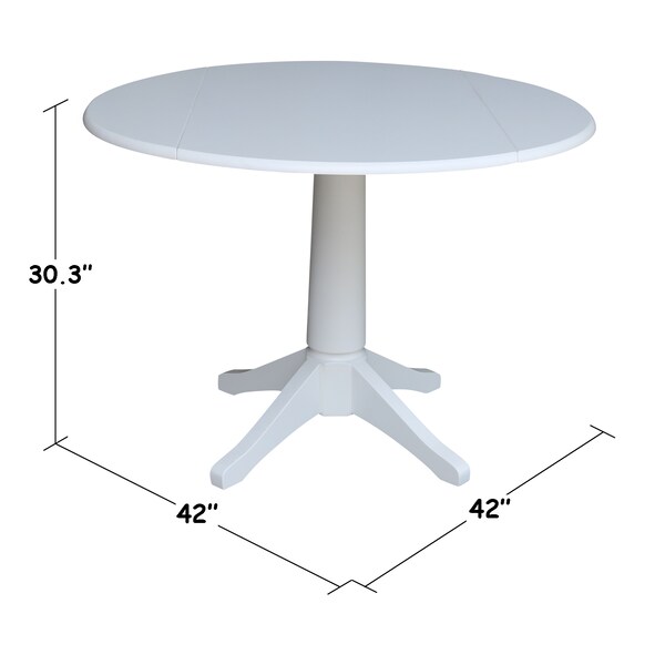 International Concepts Round 42, Round dual drop Leaf Pedestal Table, 30.3  inH, White, 42 in W, 42 in L, 30.3 in H, Wood - K08-42DPT-27B