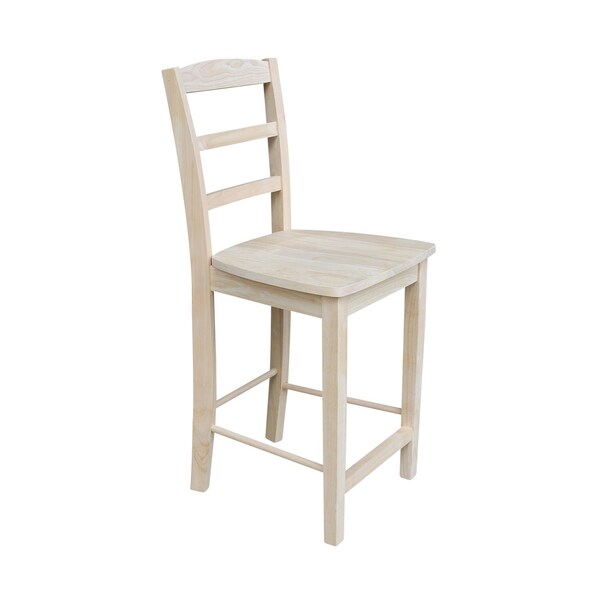 International Concepts 36 in. Solid Wood Round Top Pedestal Dining Table with 4 Counter Height Stools, Unfinished - K-36RT-23B-S402-4