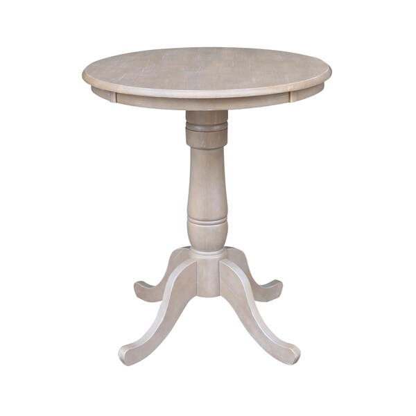 International Concepts Round 30 in Round Top Pedestal Table, 34.9 inH, Washed Gray Taupe, 30 in W, 30 in L, 35.1 in H - K09-30RT-6B