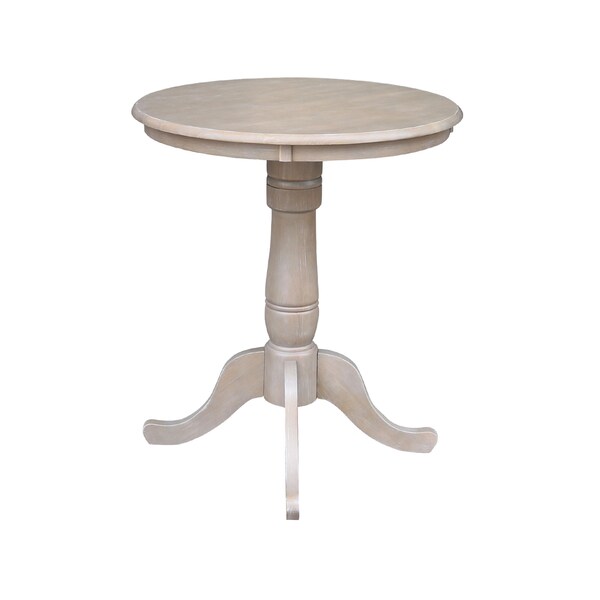 International Concepts Round 30 in Round Top Pedestal Table, 34.9 inH, Washed Gray Taupe, 30 in W, 30 in L, 35.1 in H - K09-30RT-6B