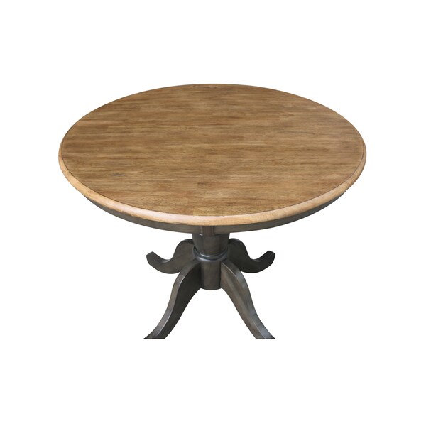 International Concepts Round 36 in Round Top Pedestal Table, 29.1 inH, Hickory/Washed Coal, 36 in W, 36 in L, 29.1 in H - K45-36RT