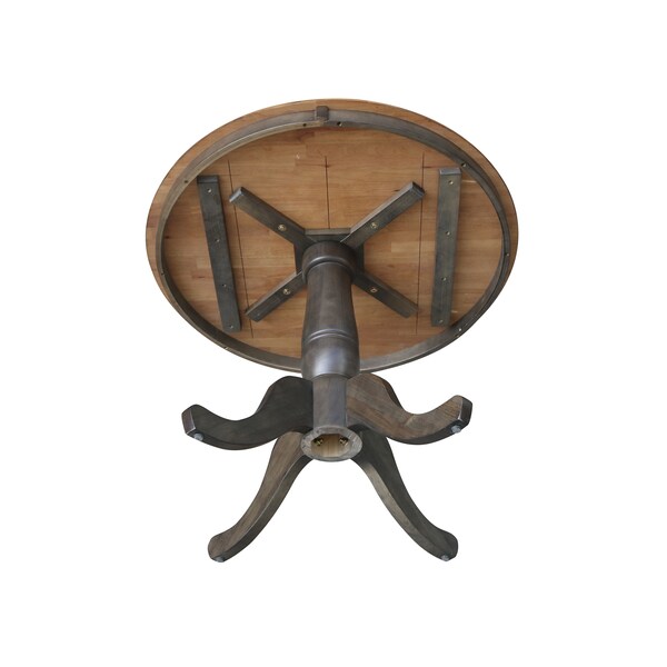 International Concepts Round 36 in Round Top Pedestal Table, 29.1 inH, Hickory/Washed Coal, 36 in W, 36 in L, 29.1 in H - K45-36RT