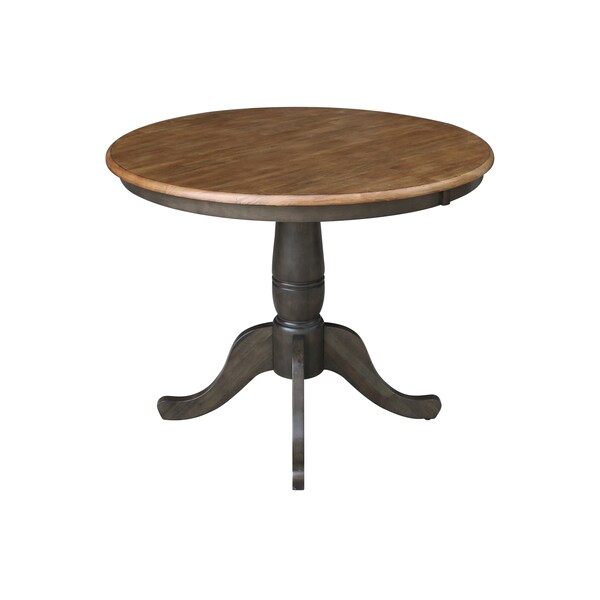 International Concepts Round 36 in Round Top Pedestal Table, 29.1 inH, Hickory/Washed Coal, 36 in W, 36 in L, 29.1 in H - K45-36RT
