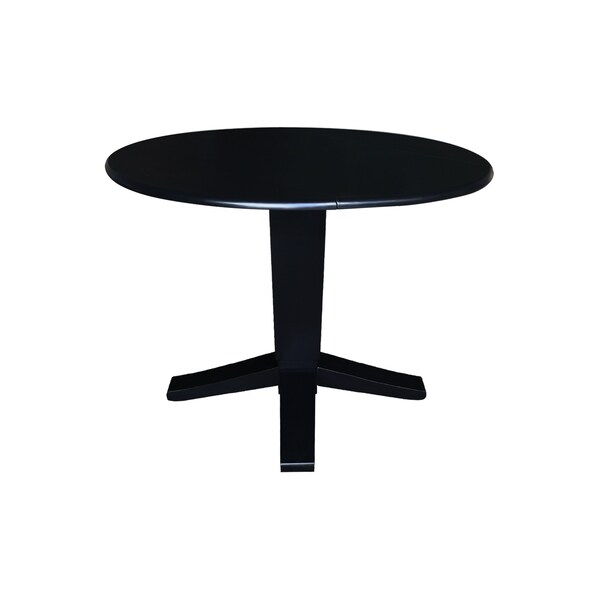 International Concepts 42 in. Solid Wood Round Dual Drop Leaf Dining Pedestal Table - 30.3 in.High in Black - K46-42DPT-23B