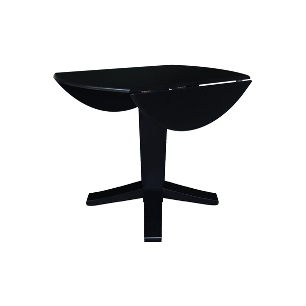 International Concepts 42 in. Solid Wood Round Dual Drop Leaf Dining Pedestal Table - 30.3 in.High in Black - K46-42DPT-23B