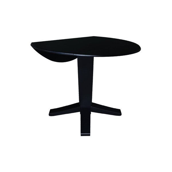 International Concepts 42 in. Solid Wood Round Dual Drop Leaf Dining Pedestal Table - 30.3 in.High in Black - K46-42DPT-23B