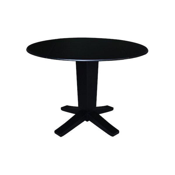 International Concepts 42 in. Solid Wood Round Dual Drop Leaf Dining Pedestal Table - 30.3 in.High in Black - K46-42DPT-23B