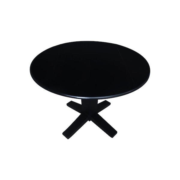 International Concepts 42 in. Solid Wood Round Dual Drop Leaf Dining Pedestal Table - 30.3 in.High in Black - K46-42DPT-23B