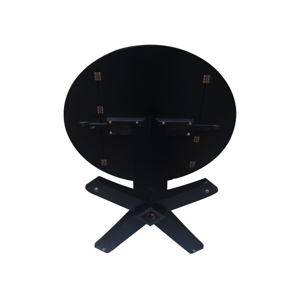 International Concepts 42 in. Solid Wood Round Dual Drop Leaf Dining Pedestal Table - 30.3 in.High in Black - K46-42DPT-23B