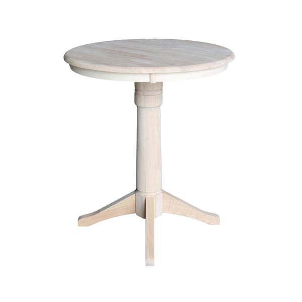 International Concepts Round 30 in Round Top Pedestal Table, 34.9 inH, Unfinished, 30 in W, 30 in L, 35.9 in H, Wood - K-30RT-27B-6B