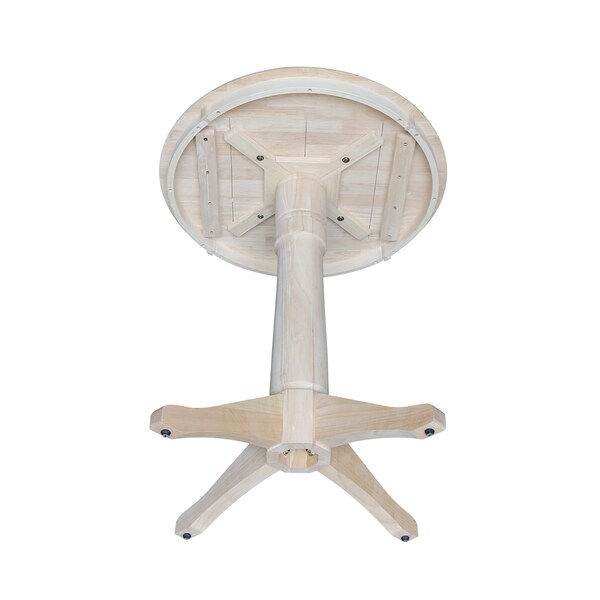 International Concepts Round 30 in Round Top Pedestal Table, 34.9 inH, Unfinished, 30 in W, 30 in L, 35.9 in H, Wood - K-30RT-27B-6B