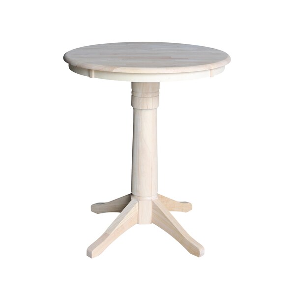 International Concepts Round 30 in Round Top Pedestal Table, 34.9 inH, Unfinished, 30 in W, 30 in L, 35.9 in H, Wood - K-30RT-27B-6B