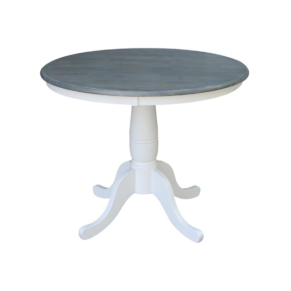 International Concepts Round 36 in Rd Top Pedestal Table, 2 San Remo Chairs, White/Heather Gray, 36 in W, 36 in L, 29.1 in H - K05-36RT-C10-2